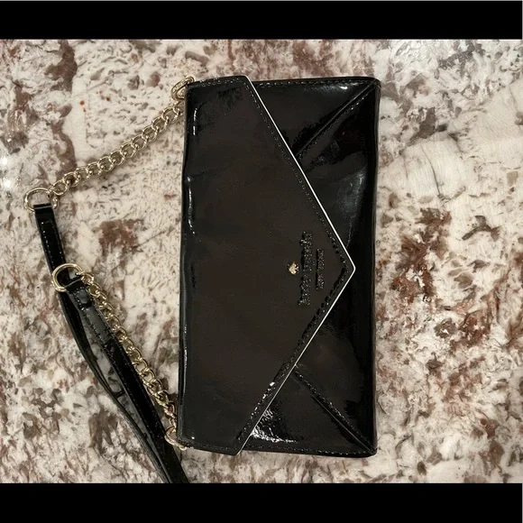 Kate Spade Black Patent Evening Envelope Bag - Picture 7 of 10